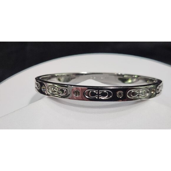 Coach Silver-tone Kissing "C" Hingeg Bangle Bracelet-Excellent Used Condition - Picture 1 of 8